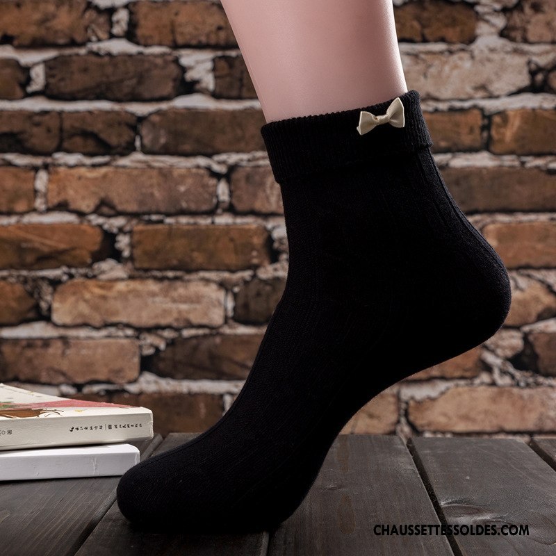 Chaussettes Mi Hautes Femme Hiver Le Nouveau Absorber La Sueur Coton Bio Doux Courte Rose