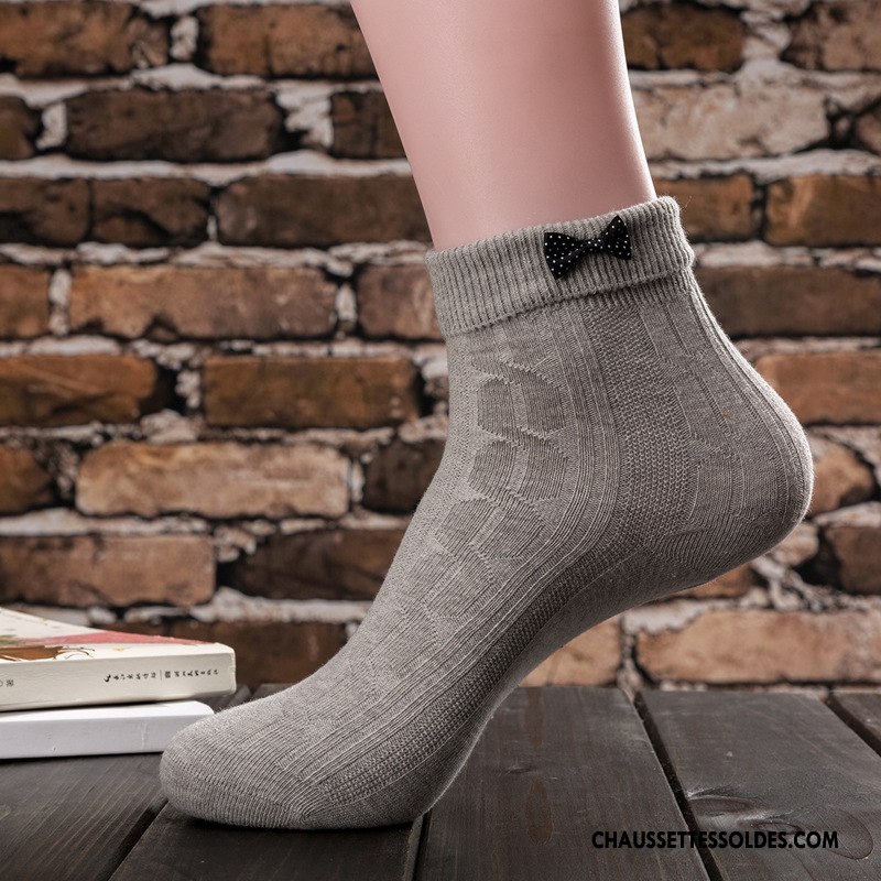 Chaussettes Mi Hautes Femme Hiver Le Nouveau Absorber La Sueur Coton Bio Doux Courte Rose