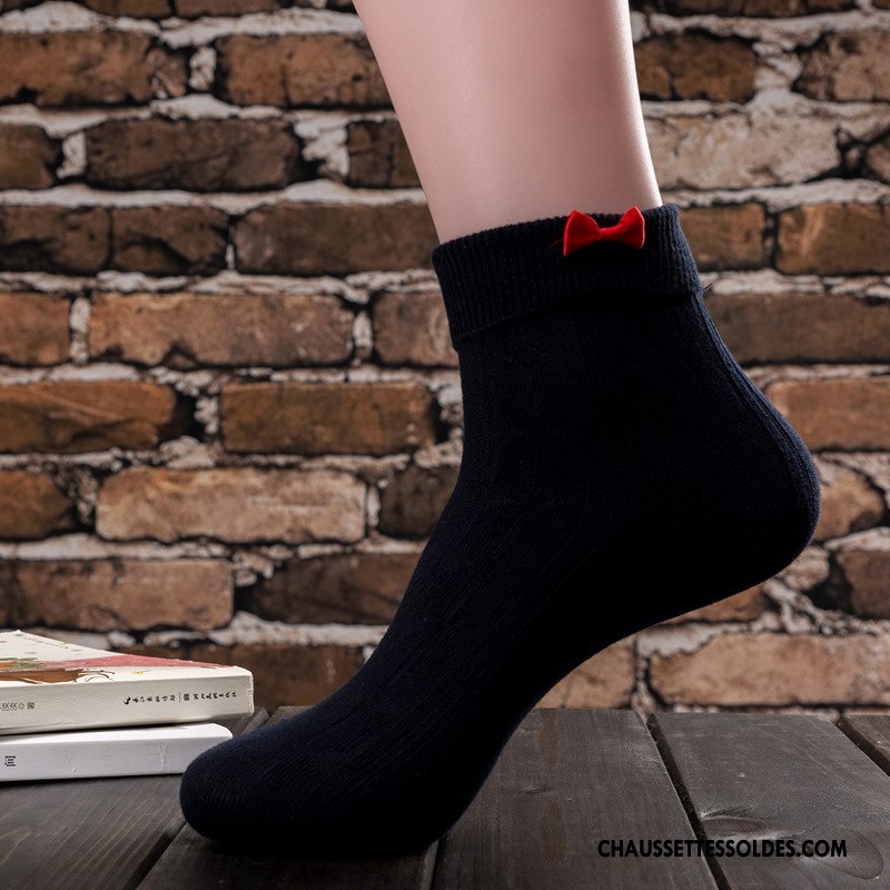 Chaussettes Mi Hautes Femme Hiver Le Nouveau Absorber La Sueur Coton Bio Doux Courte Rose