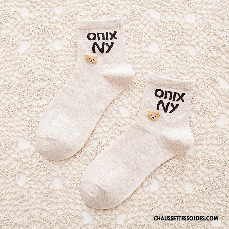 Chaussettes Mi Hautes Femme Hiver Le Nouveau Dame Chaussette Longue Casual L'automne Pure Blanc