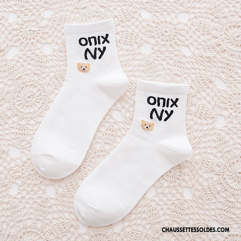 Chaussettes Mi Hautes Femme Hiver Le Nouveau Dame Chaussette Longue Casual L'automne Pure Blanc