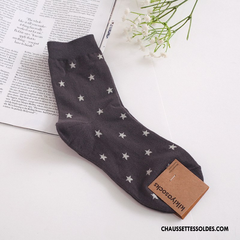 Chaussettes Mi Hautes Femme Hiver Le Nouveau Long Stock Dame Petit Tous Les Assortis Gris Foncé