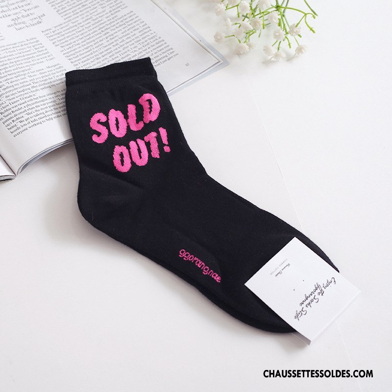 Chaussettes Mi Hautes Femme Hiver Lettre Dame Nouvelles Arrivées Casual Importer Rose