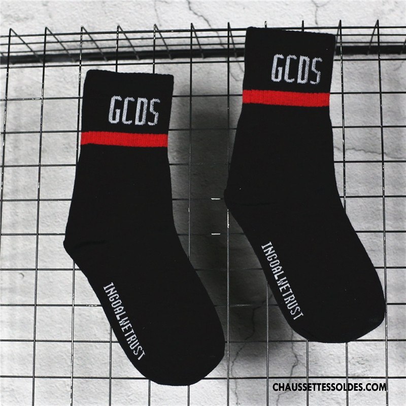 Chaussettes Mi Hautes Femme Hiver Milieu Homme L'automne Chaussettes En Coton Mouvement Noir