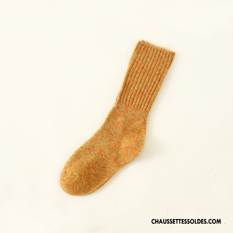 Chaussettes Mi Hautes Femme Hiver Milieu Petit L'automne Jaune