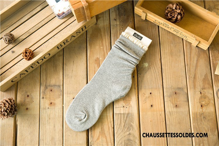 Chaussettes Mi Hautes Femme Hiver Milieu Tendance Dentelle L'automne Le Nouveau Couleurs De Bonbons Rose