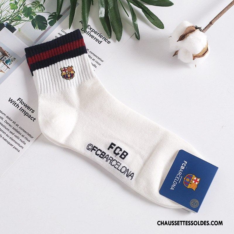 Chaussettes Mi Hautes Femme Homme Long Stock Rayé Importer Blanc