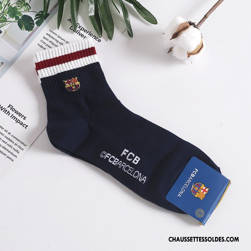 Chaussettes Mi Hautes Femme Homme Long Stock Rayé Importer Blanc