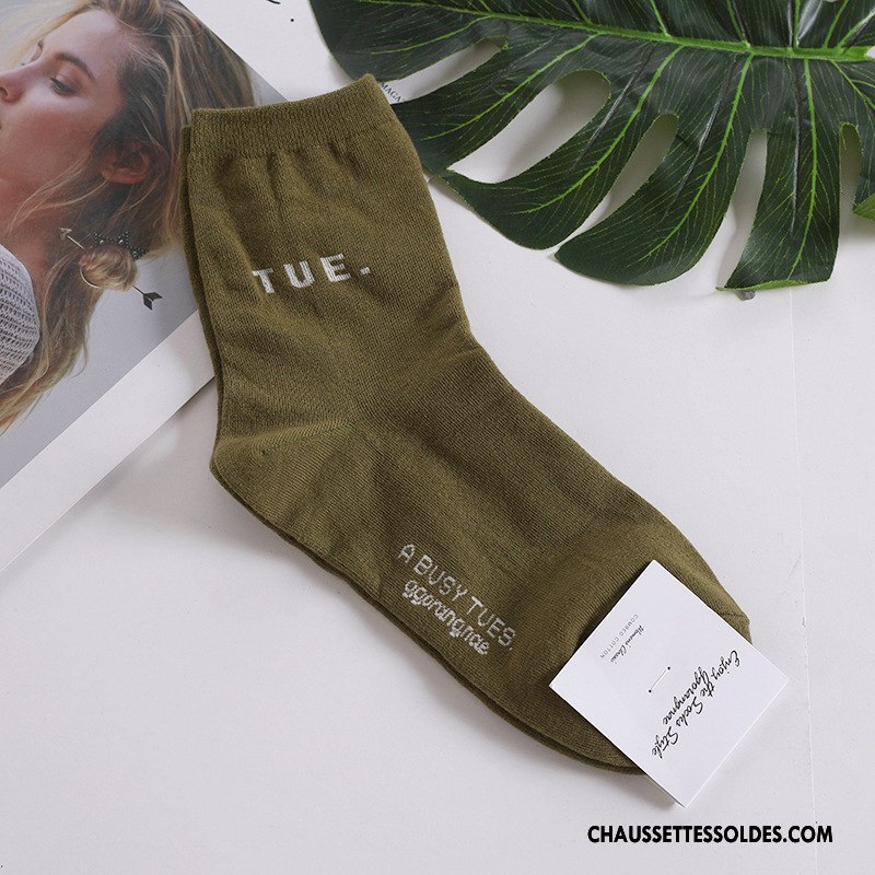 Chaussettes Mi Hautes Femme Importer Authentique Dame Coton Bio Long Stock Haute Cintrée Rose