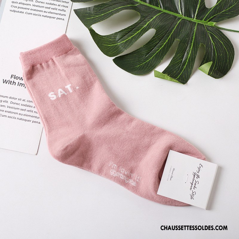 Chaussettes Mi Hautes Femme Importer Authentique Dame Coton Bio Long Stock Haute Cintrée Rose