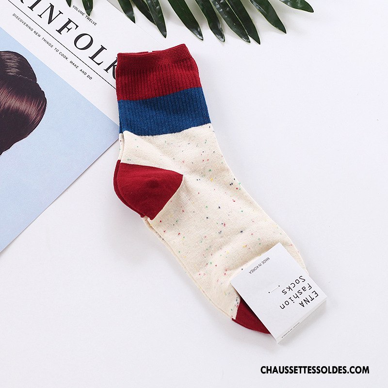 Chaussettes Mi Hautes Femme Importer Flocon De Neige Confortable Beige Mode Long Stock Couleurs Mixtes Blanc