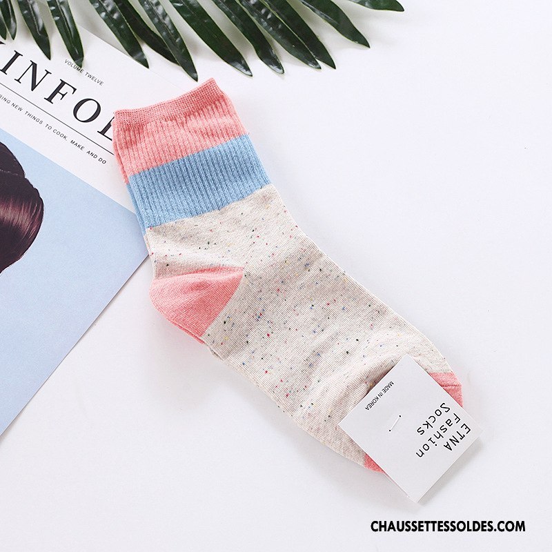 Chaussettes Mi Hautes Femme Importer Flocon De Neige Confortable Beige Mode Long Stock Couleurs Mixtes Blanc