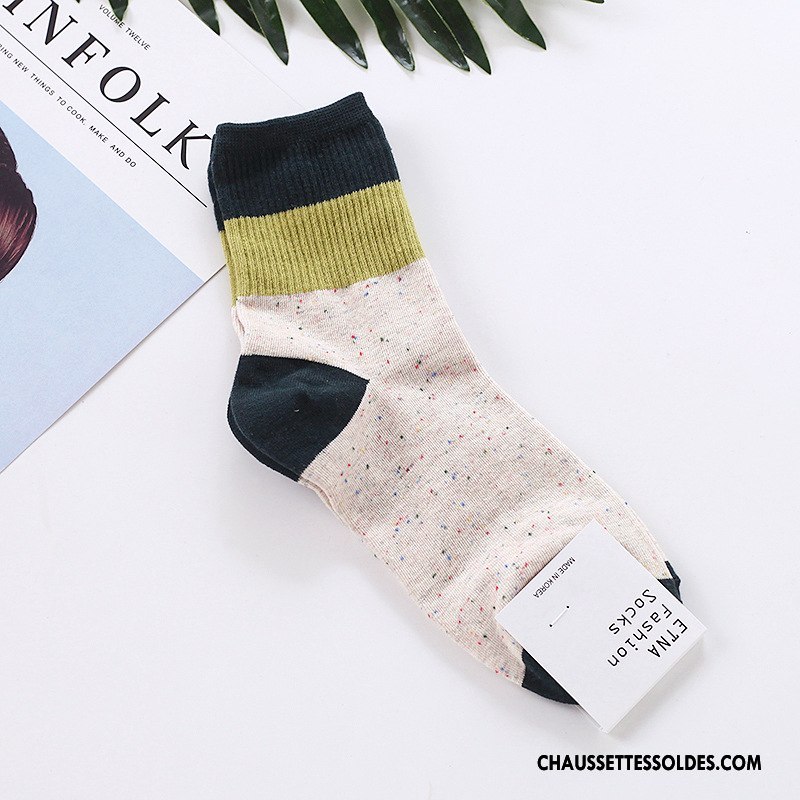 Chaussettes Mi Hautes Femme Importer Flocon De Neige Confortable Beige Mode Long Stock Couleurs Mixtes Blanc