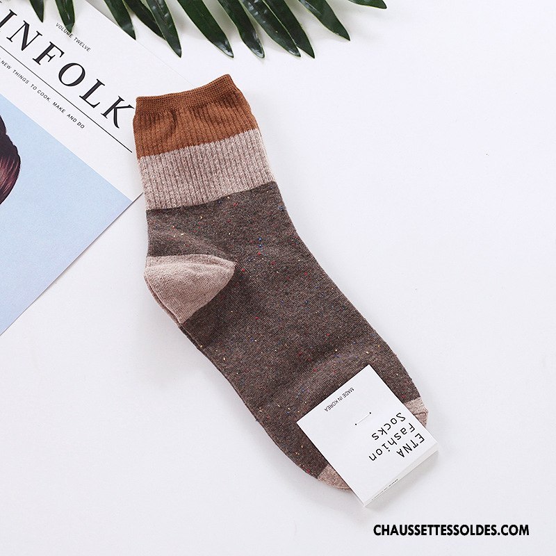Chaussettes Mi Hautes Femme Importer Flocon De Neige Confortable Beige Mode Long Stock Couleurs Mixtes Blanc