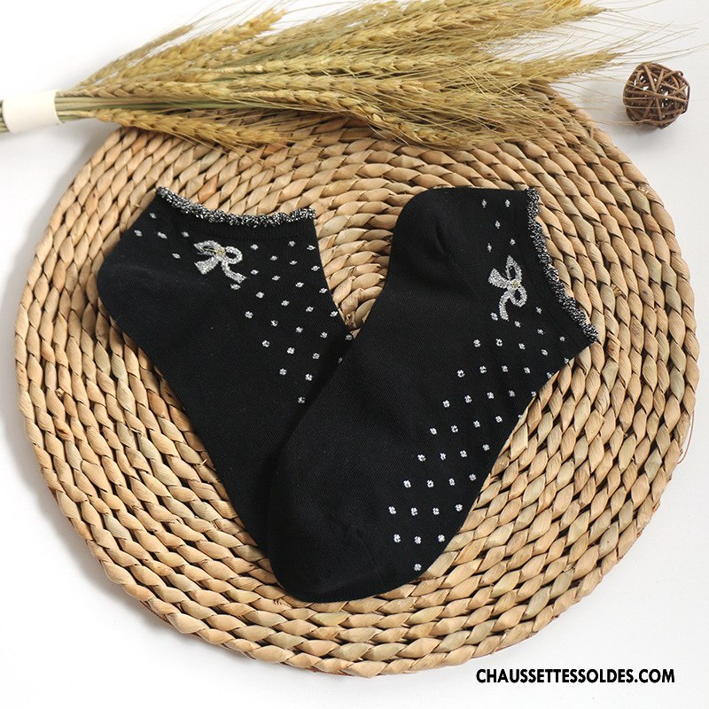 Chaussettes Mi Hautes Femme Invisible Antidérapant Chaussette Basse Coupée Simple Dame 100% Coton Jaune Clair