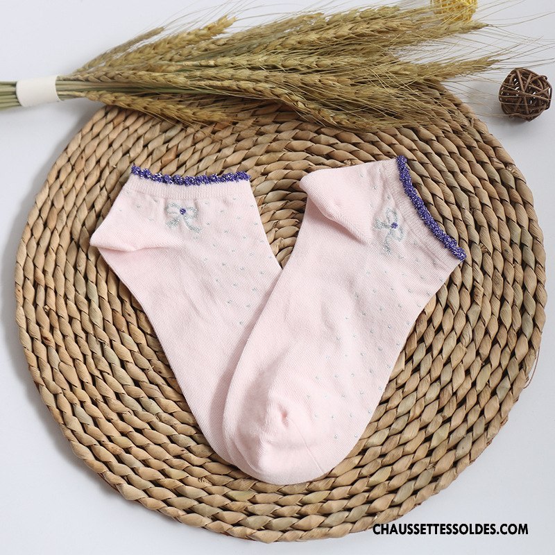 Chaussettes Mi Hautes Femme Invisible Antidérapant Chaussette Basse Coupée Simple Dame 100% Coton Jaune Clair