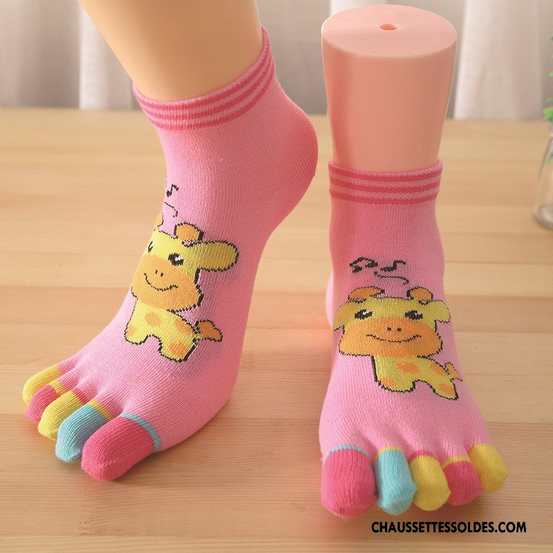 Chaussettes Mi Hautes Femme Invisible Chaussette Basse Coupée Dessin Animé Été Cinq Doigts Coton Bio Couleurs De Bonbons Bleu