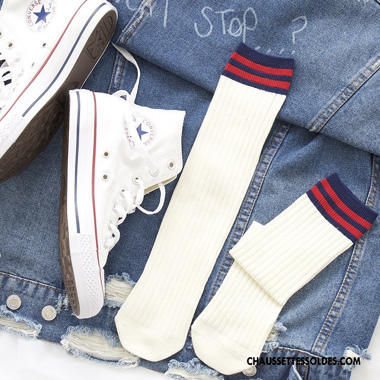 Chaussettes Mi Hautes Femme Jambe Droite Hiver Nouvelles Arrivées Lovers Homme Rayé Bleu Marin