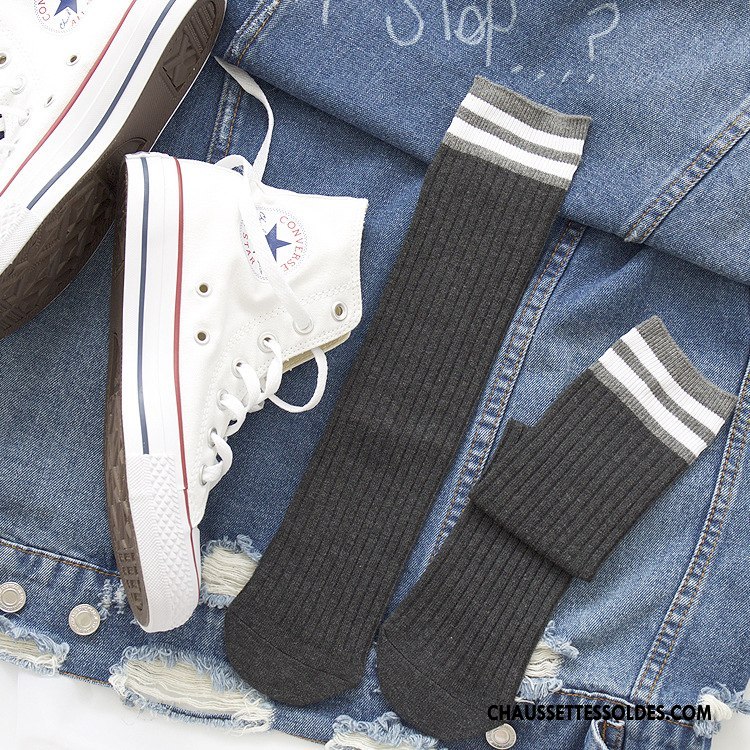 Chaussettes Mi Hautes Femme Jambe Droite Hiver Nouvelles Arrivées Lovers Homme Rayé Bleu Marin
