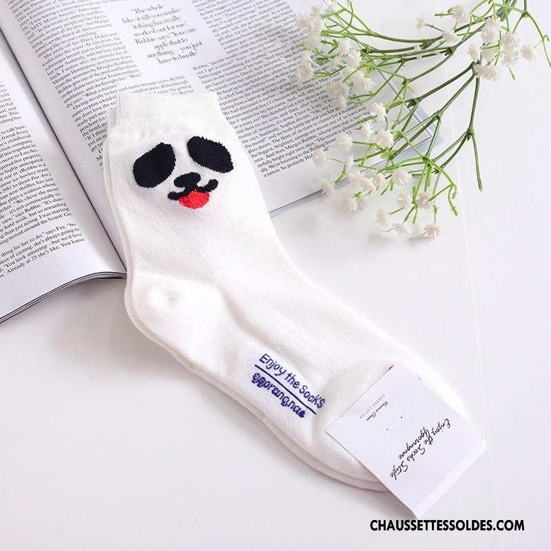 Chaussettes Mi Hautes Femme L'automne Animal Coton Bio Le Nouveau Beige Long Stock Blanc