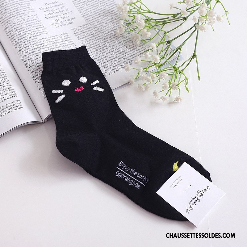 Chaussettes Mi Hautes Femme L'automne Animal Coton Bio Le Nouveau Beige Long Stock Blanc