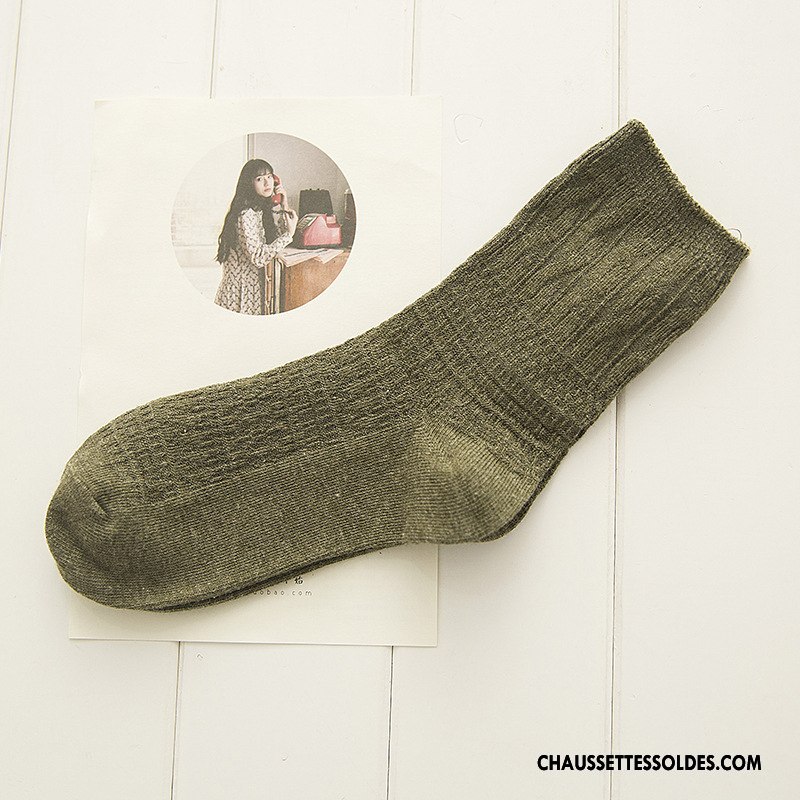 Chaussettes Mi Hautes Femme L'automne Beige 100% Coton Milieu Fleurs Nouvelles Arrivées Pure