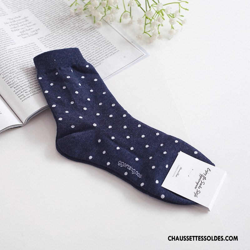 Chaussettes Mi Hautes Femme L'automne Confortable 100% Coton Long Stock Point D'onde Casual Marron / Brun
