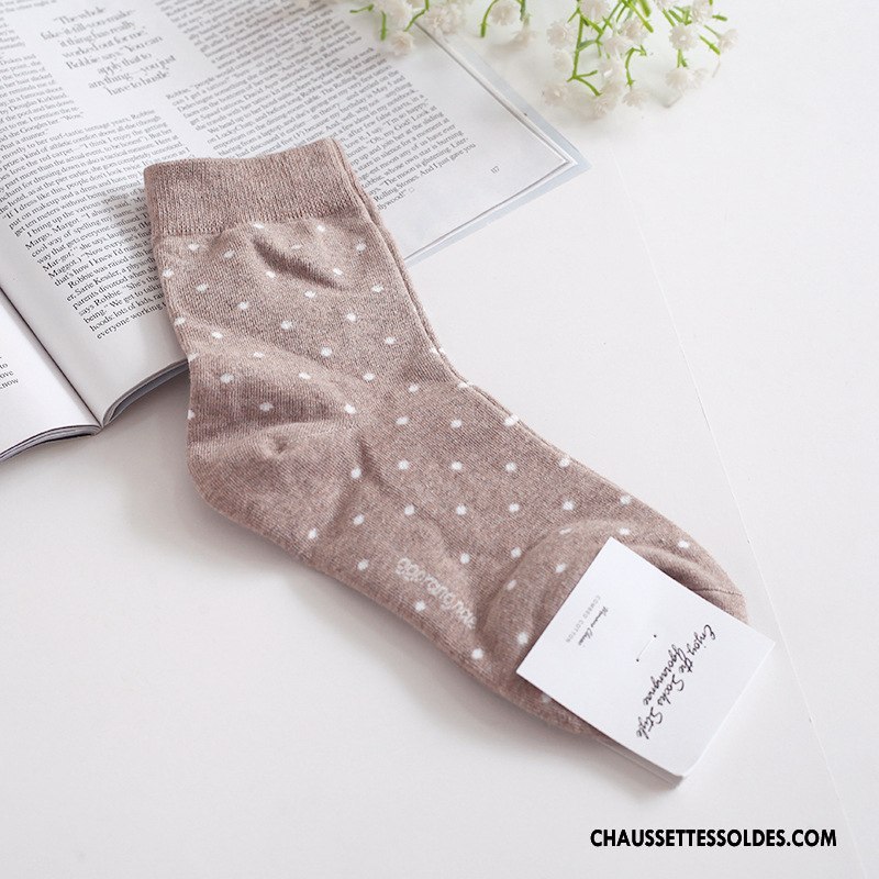 Chaussettes Mi Hautes Femme L'automne Confortable 100% Coton Long Stock Point D'onde Casual Marron / Brun