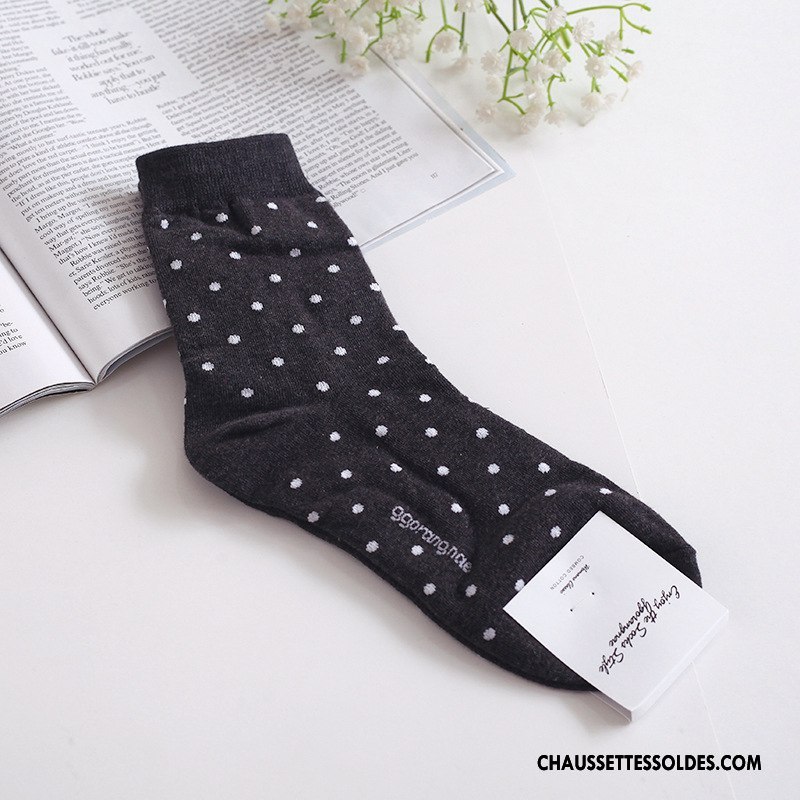 Chaussettes Mi Hautes Femme L'automne Confortable 100% Coton Long Stock Point D'onde Casual Marron / Brun