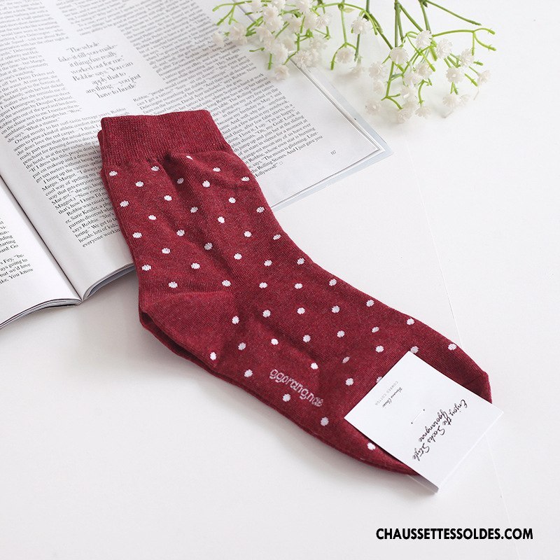 Chaussettes Mi Hautes Femme L'automne Confortable 100% Coton Long Stock Point D'onde Casual Marron / Brun