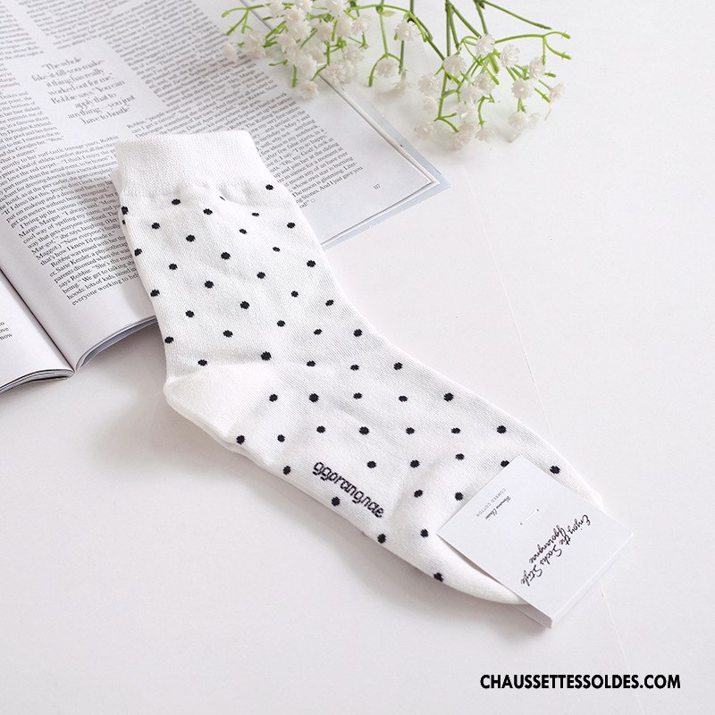 Chaussettes Mi Hautes Femme L'automne Confortable 100% Coton Long Stock Point D'onde Casual Marron / Brun