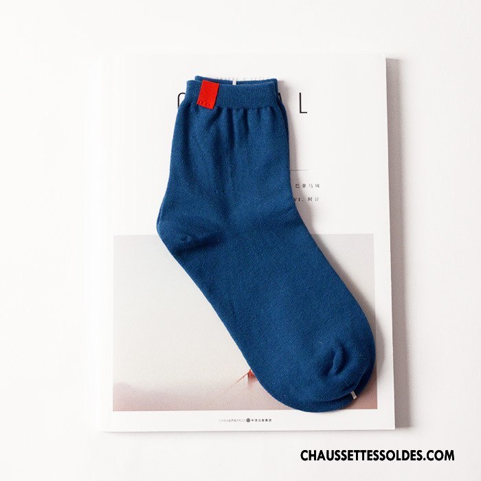Chaussettes Mi Hautes Femme L'automne Coton Bio Printemps Charmant Milieu Coloré Bleu