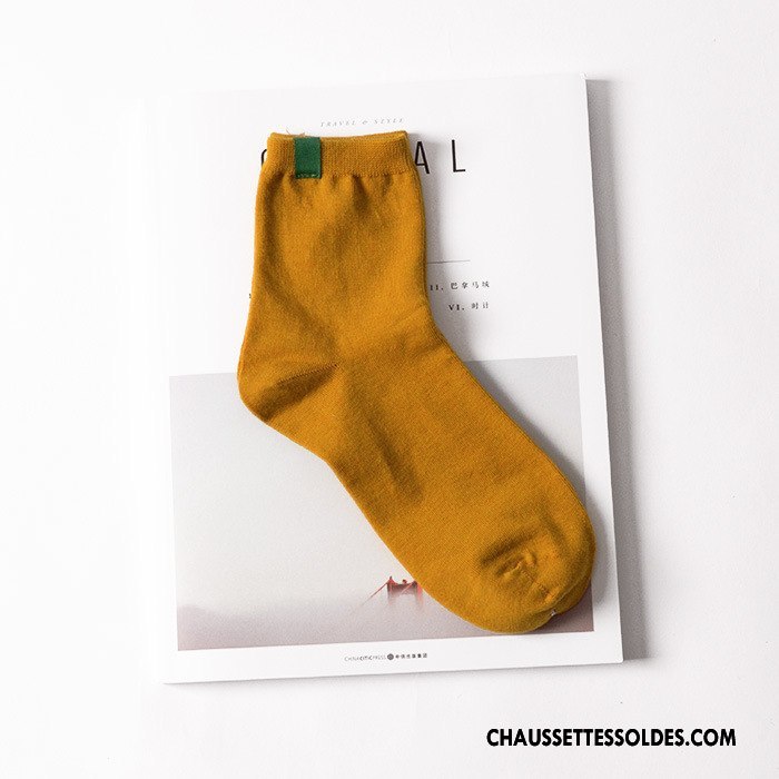 Chaussettes Mi Hautes Femme L'automne Coton Bio Printemps Charmant Milieu Coloré Bleu