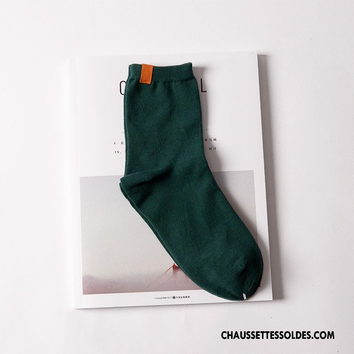 Chaussettes Mi Hautes Femme L'automne Coton Bio Printemps Charmant Milieu Coloré Bleu