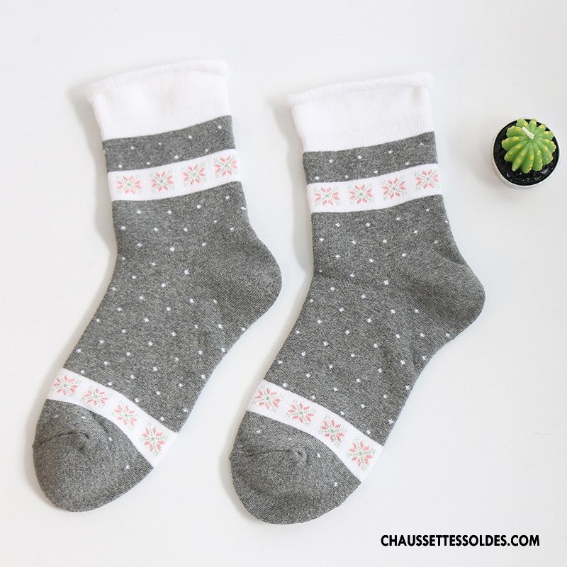 Chaussettes Mi Hautes Femme L'automne Dame Terry Tous Les Assortis Milieu Matelassé Rouge