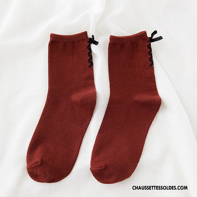 Chaussettes Mi Hautes Femme L'automne Dame Traverser Milieu Coton Papillon Vert Foncé
