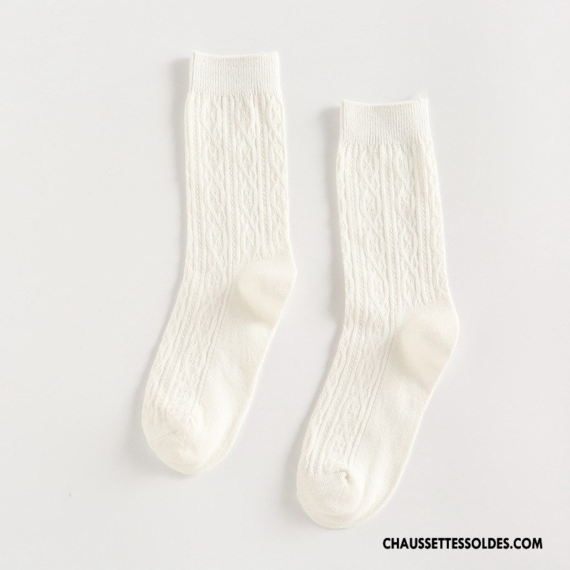 Chaussettes Mi Hautes Femme L'automne Fleurs 100% Coton Nouvelles Arrivées Hiver Milieu Pure Bleu