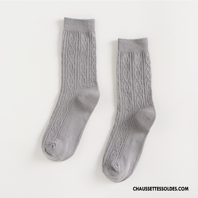 Chaussettes Mi Hautes Femme L'automne Fleurs 100% Coton Nouvelles Arrivées Hiver Milieu Pure Bleu