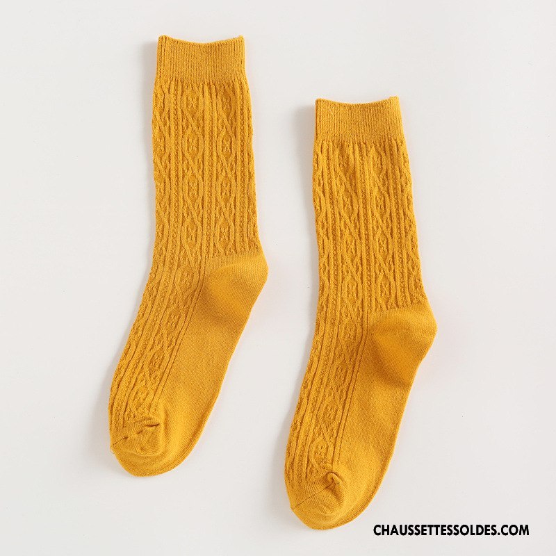 Chaussettes Mi Hautes Femme L'automne Fleurs 100% Coton Nouvelles Arrivées Hiver Milieu Pure Bleu