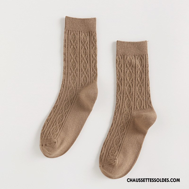 Chaussettes Mi Hautes Femme L'automne Fleurs 100% Coton Nouvelles Arrivées Hiver Milieu Pure Bleu
