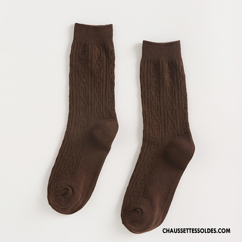 Chaussettes Mi Hautes Femme L'automne Fleurs 100% Coton Nouvelles Arrivées Hiver Milieu Pure Bleu