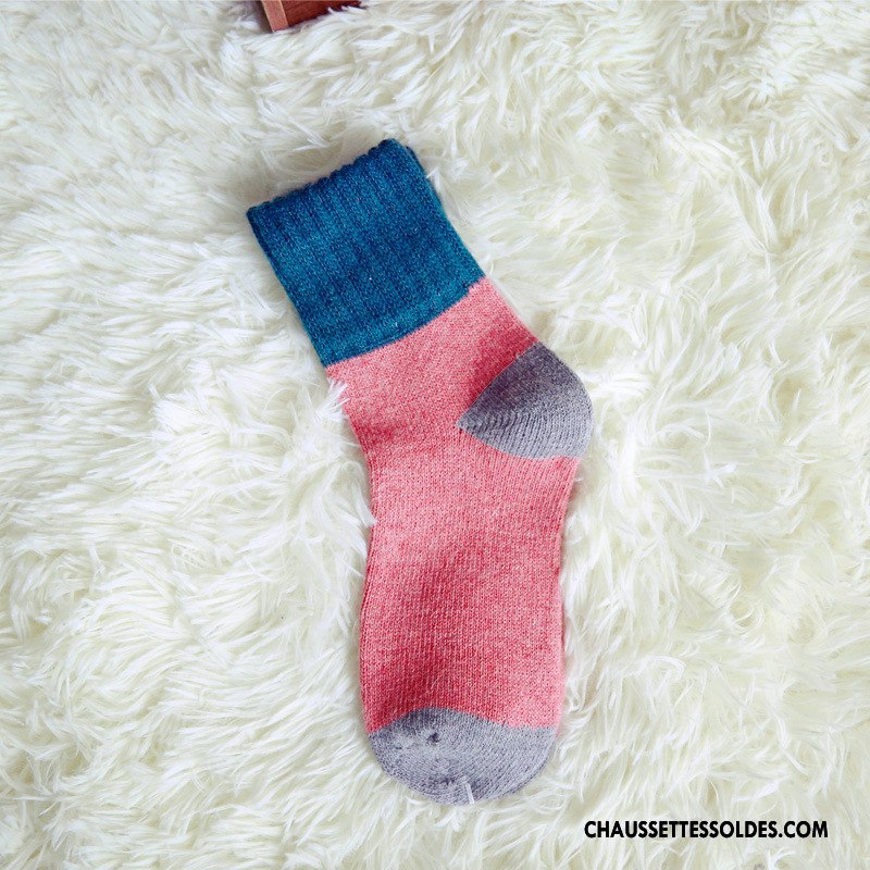 Chaussettes Mi Hautes Femme L'automne Hiver Dame Milieu Terry Des Chaussettes En Laine Couleurs Mixtes Noir