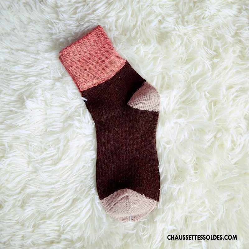 Chaussettes Mi Hautes Femme L'automne Hiver Dame Milieu Terry Des Chaussettes En Laine Couleurs Mixtes Noir
