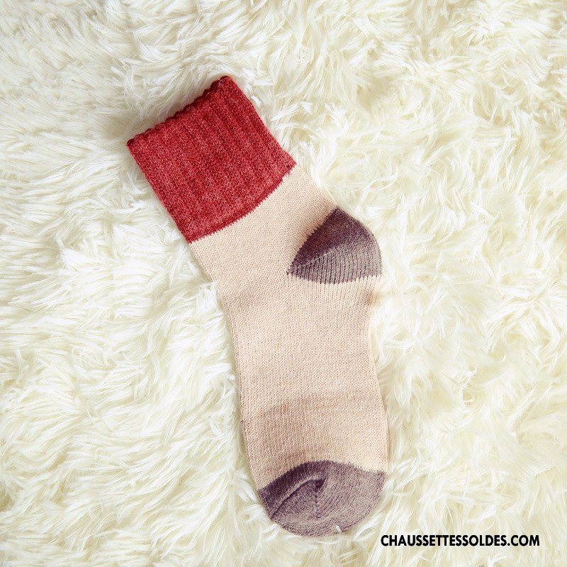 Chaussettes Mi Hautes Femme L'automne Hiver Dame Milieu Terry Des Chaussettes En Laine Couleurs Mixtes Noir