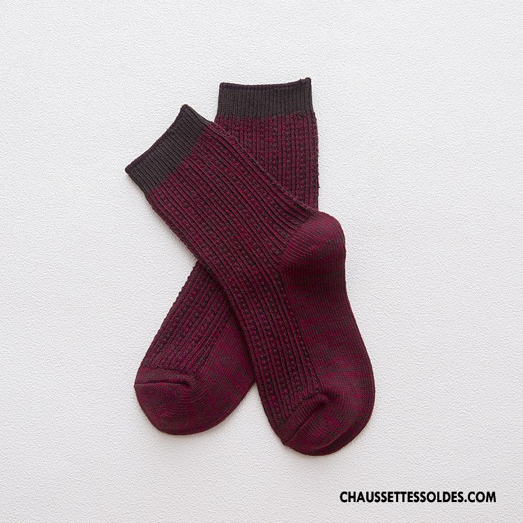 Chaussettes Mi Hautes Femme L'automne Longue Rétro Style National Coton Bio Hiver Marron / Brun