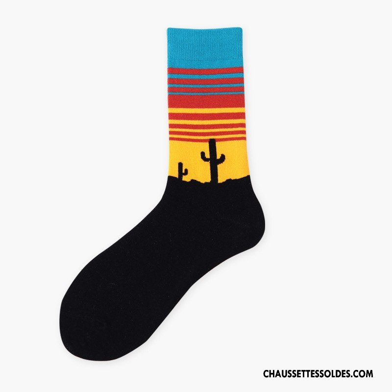 Chaussettes Mi Hautes Femme L'automne Marque De Tendance Personnalité Homme Nouvelles Arrivées Chaussettes En Coton Bleu
