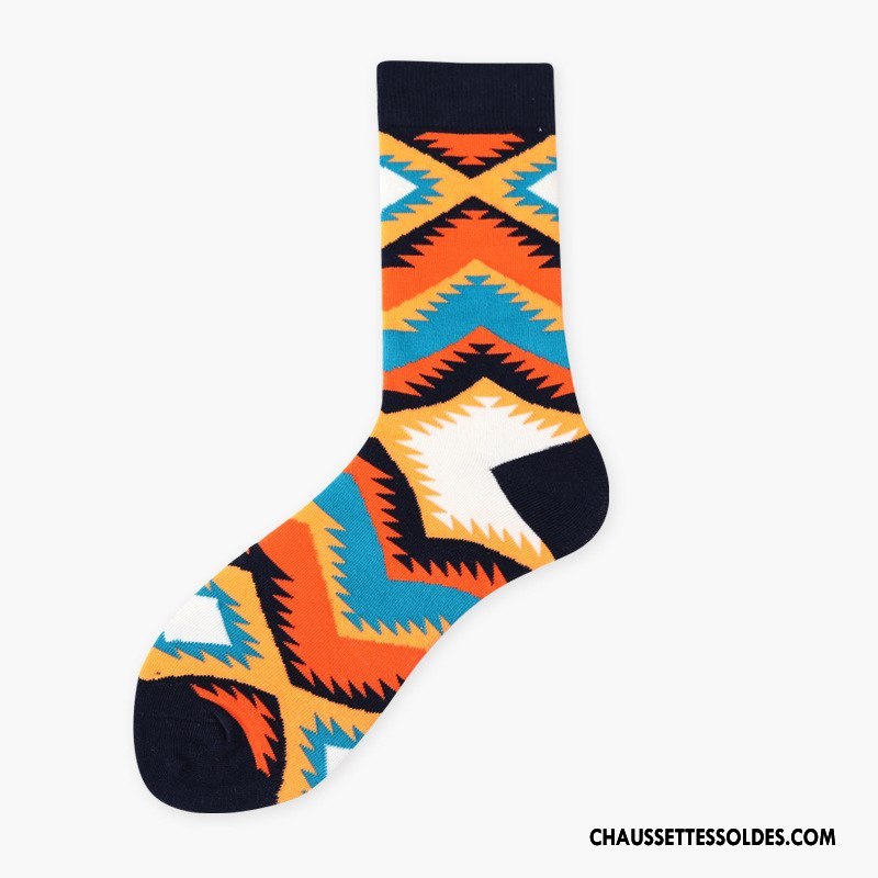 Chaussettes Mi Hautes Femme L'automne Marque De Tendance Personnalité Homme Nouvelles Arrivées Chaussettes En Coton Bleu