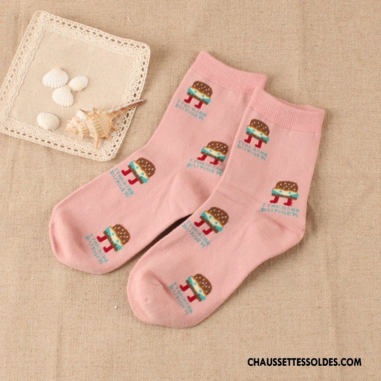 Chaussettes Mi Hautes Femme L'automne Milieu Hiver Casual Le Nouveau Charmant Blanc