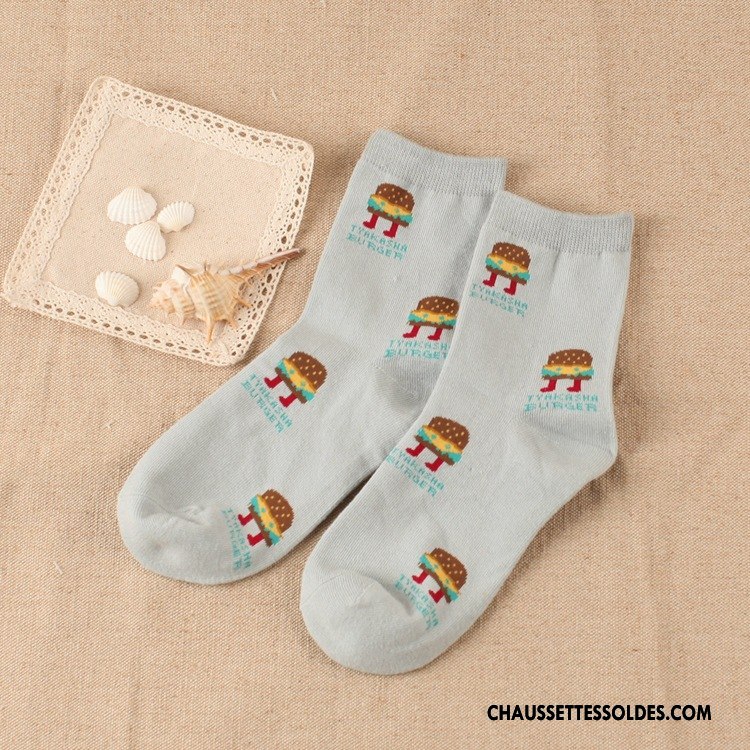 Chaussettes Mi Hautes Femme L'automne Milieu Hiver Casual Le Nouveau Charmant Blanc