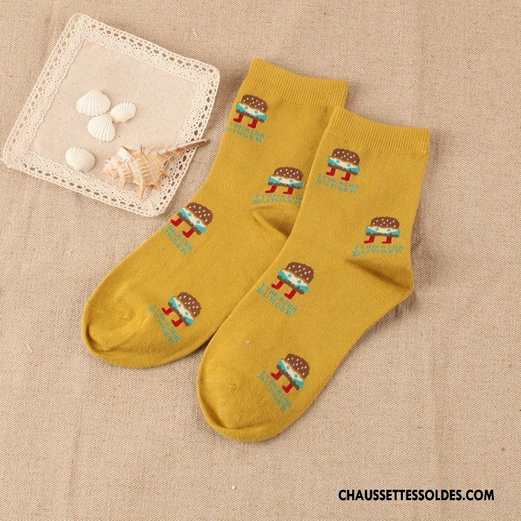 Chaussettes Mi Hautes Femme L'automne Milieu Hiver Casual Le Nouveau Charmant Blanc